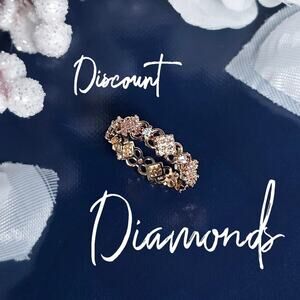 Baguette Diamond Cocktail or Wedding Ring 18K Gold on 925 Sterling Silver